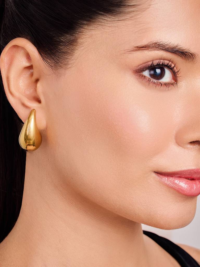 18K Gold Plated Drop Earrings Stainlesssteel Waterproof & Anti-Tarnish(Medium Size) : E92SJSS0G