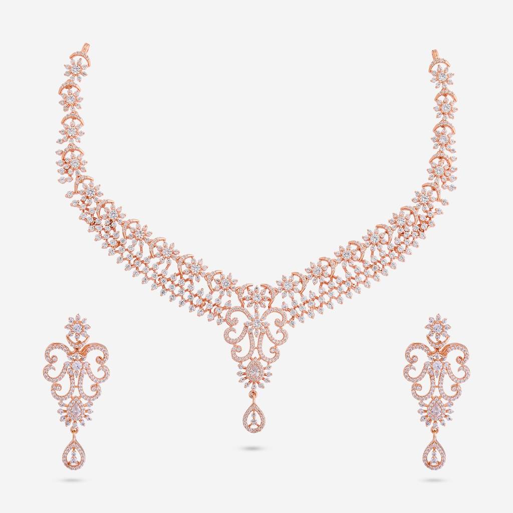 Party Wear Zircon Necklace - 462613 : 462614