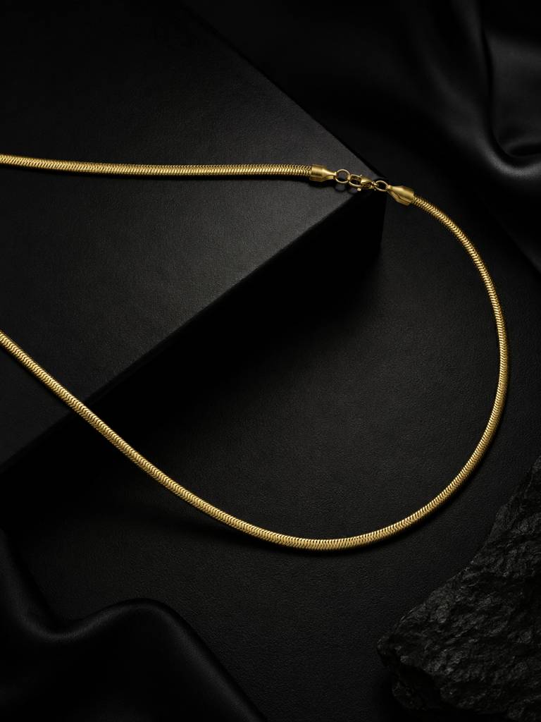 18K Gold Plated Anti Tarnish Waterproof Snake Chain : AN-LJ-GO-0029-DC-M