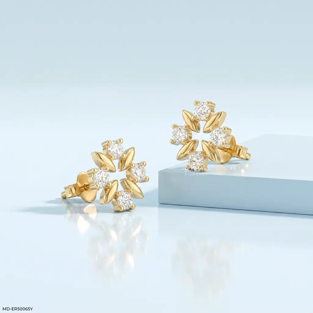 Stellar Open Heart 18K Yellow Gold-Plated 925 Silver Lab Diamond Studs : MD-ER50065Y