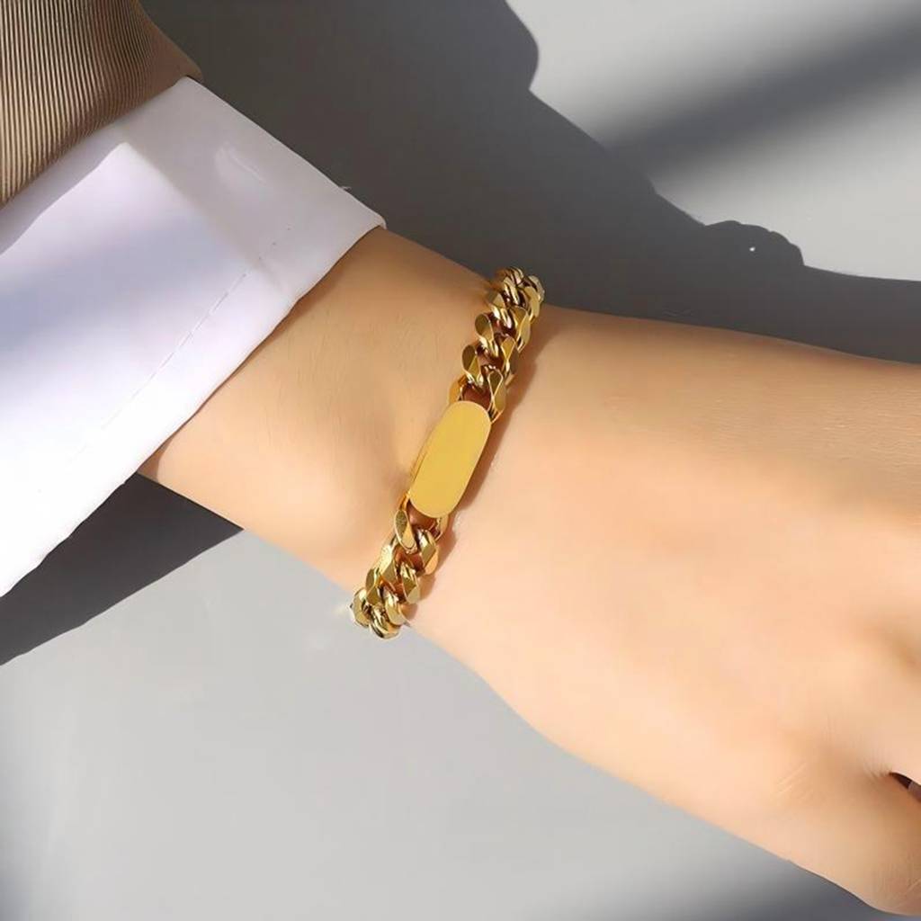 Gold Plated Stainless Steel Link Chain Openable Bracelet Jewellery For Men & Boys : PX9B211G