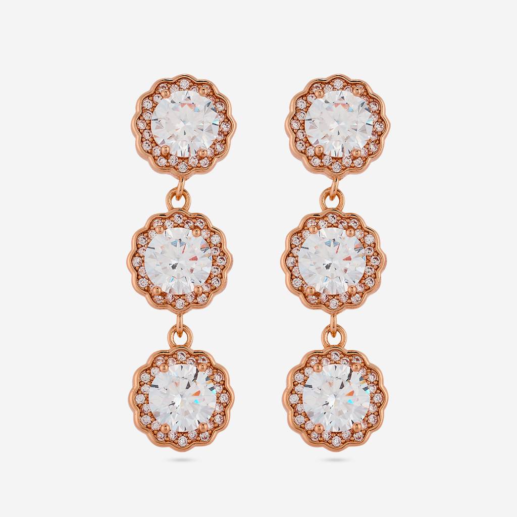 White - Plated Casual Wear Trendy Zircon Earring - 467006 : 467008