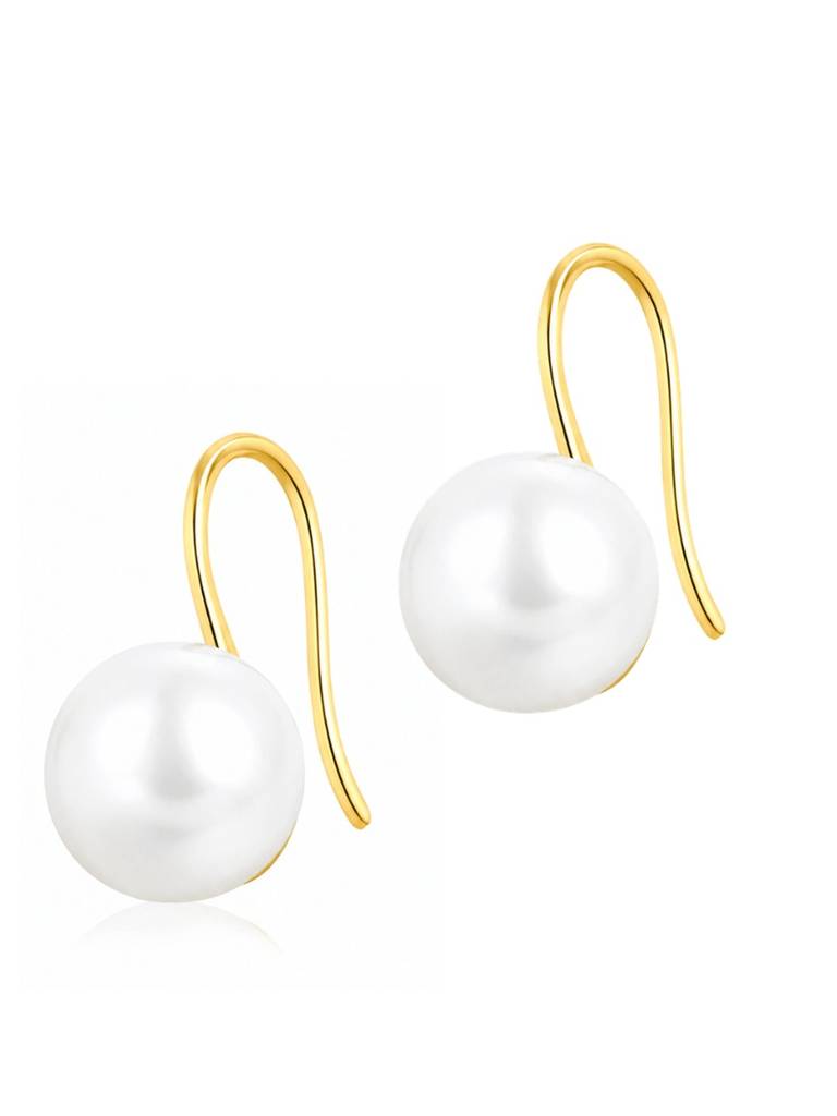 18K Gold Plated Stainless Steel Waterproof & Anti-Tarnish Pearl Embrace Earrings : E104ASSS0G