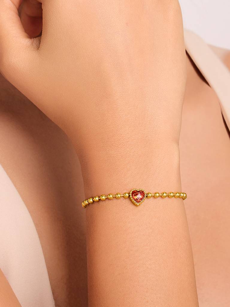 18K Gold Plated Heart Glow Bracelet Stainless Steel Waterproof & Anti-Tarnish : B10ASSS0G