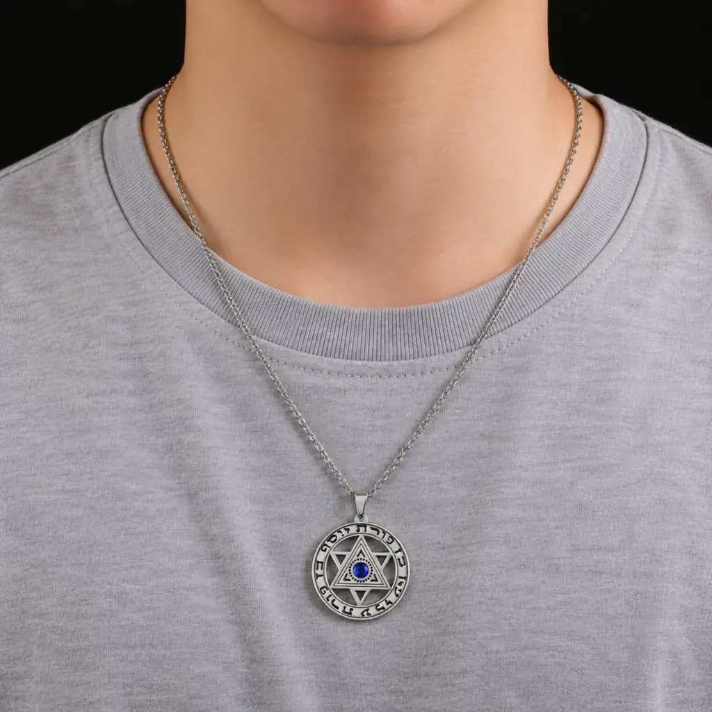 Star Of David Pendant Necklace : MN1S1168-S-BU