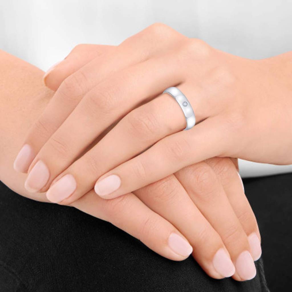 316L Stainless Steel Silver Plated Cz Band Ring For Men Size- Us 9, Gifts For Men : PX8R03-9