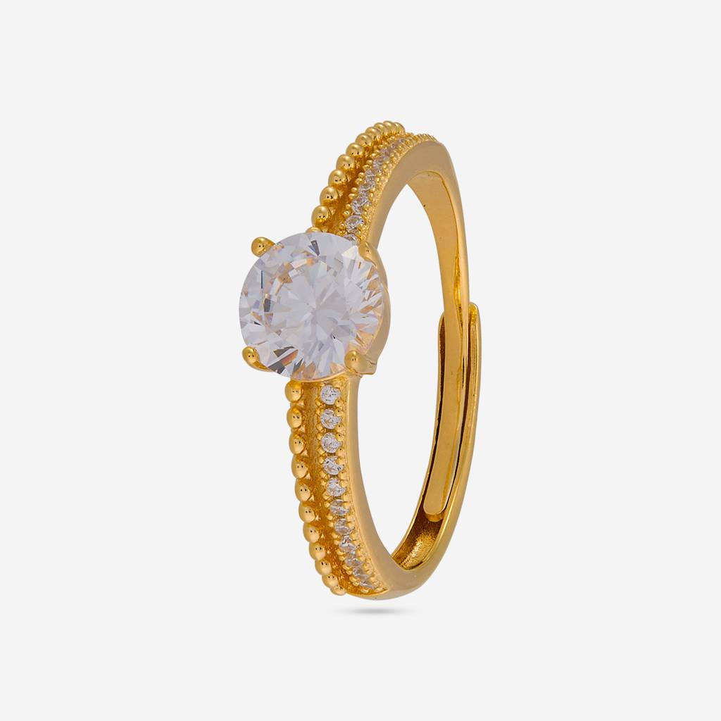 White - Plated Office Wear Silver Finger Ring - 473289 : 473289