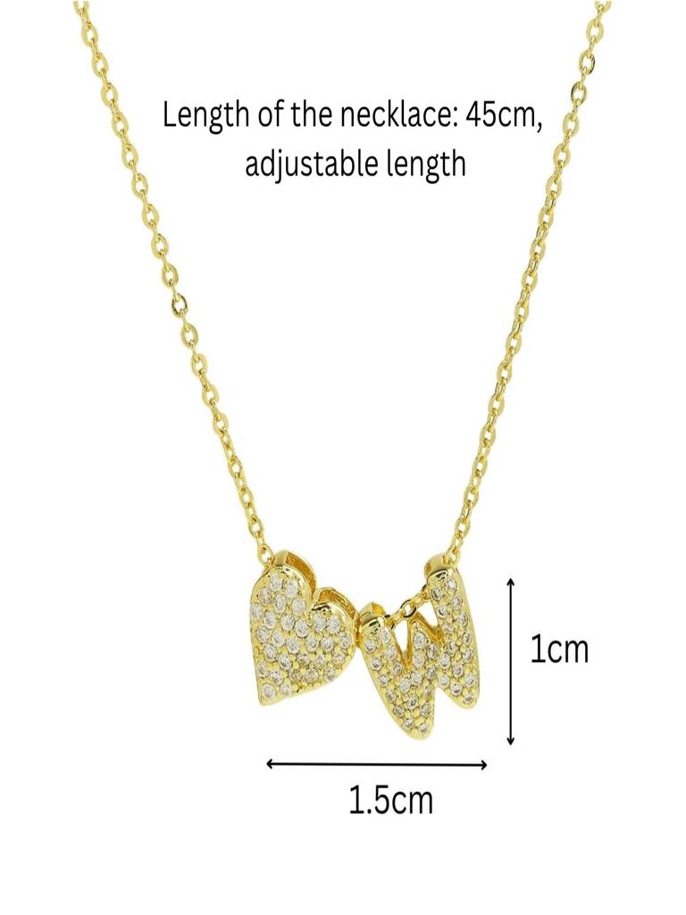 Reversible Initial Letter & Heart With Zircons Gold Plated Antitarnish Pendant : ABY0226P201GW