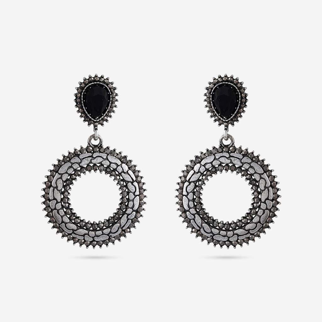 Black Oxidised - Plated Casual Wear Trendy Earring - 450552 : 450552