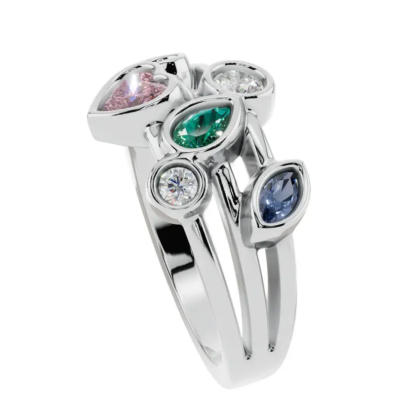 The Kaleidoscope Cluster Pure Silver Ring : VRG03-SL-9-W