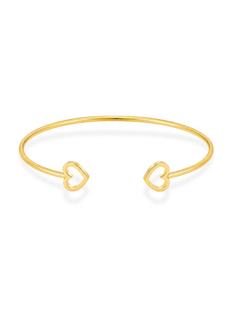 18K Gold Plated Stainless Steel Waterproof & Anti-Tarnish Golden Heart Cuff : B82ASSS0G