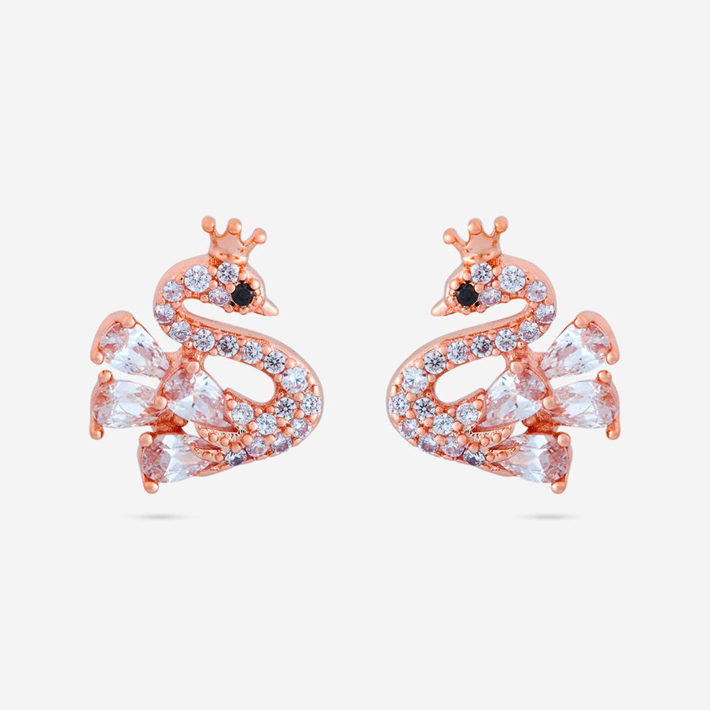 White - Plated Casual Wear Trendy Zircon Earring - 466991 : 466993