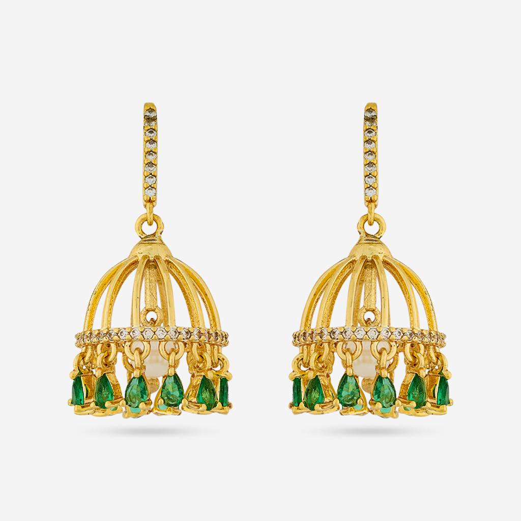Gold - Plated Party Wear Zircon Earring - 442932 : 442933