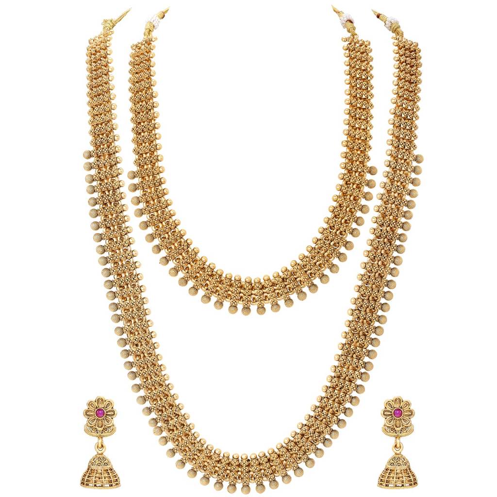 Traditional Gold Plated South Indian Bridal Jewellery Set For Women : PF109BR05GRP