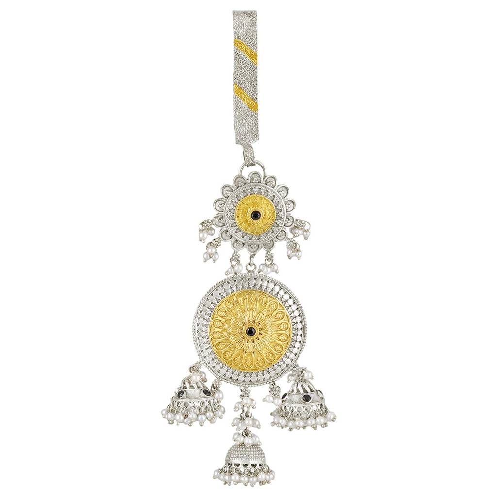 Oxidized Silver Gold Plated Ethnic Saree Waist Belly Kamar Challa Key Chain Juda Traditional Jewellery For Women : PF55BCL01GS