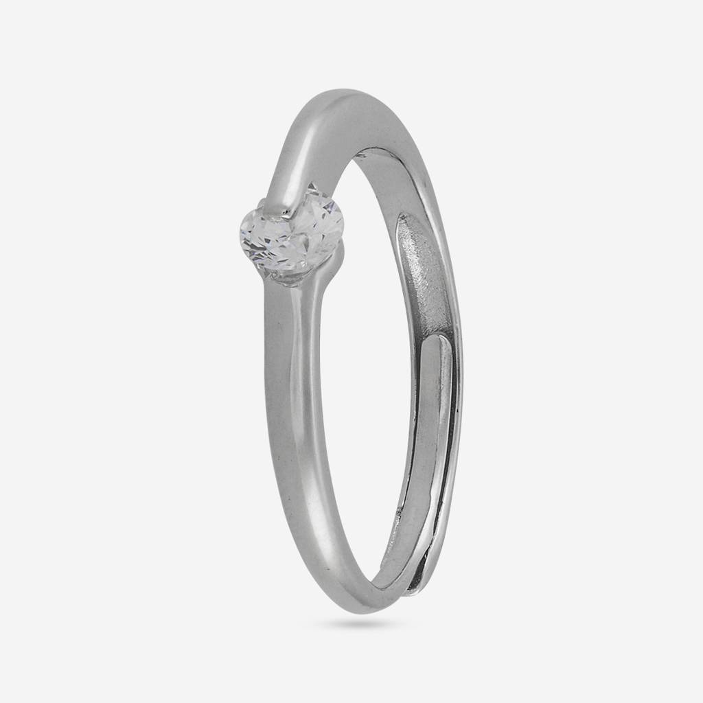 White - Plated Office Wear Silver Finger Ring - 473447 : 473448