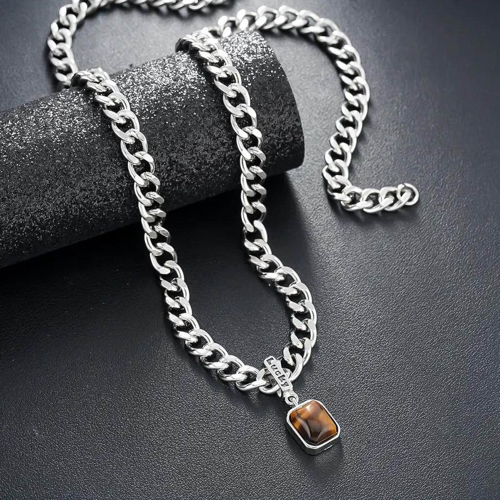 Maverick Tiger Eye Cuban Necklace : MN1S1193-S-BR
