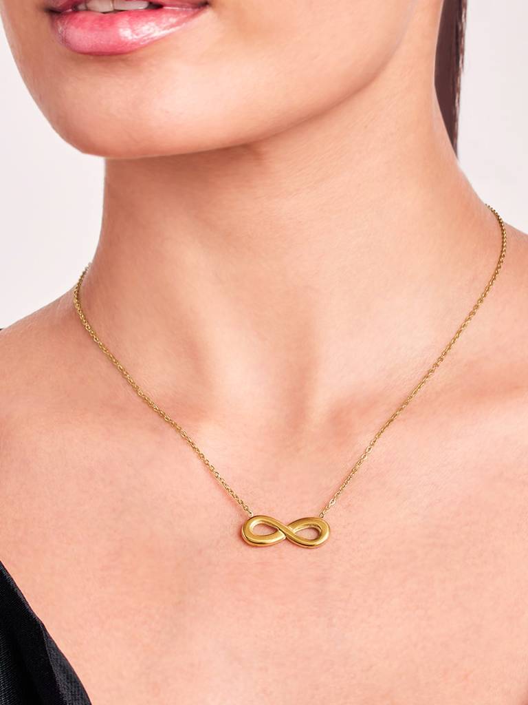 18K Gold Plated Golden Infinity Necklace Stainless Steel Waterproof & Anti-Tarnish : N39SJSS0G