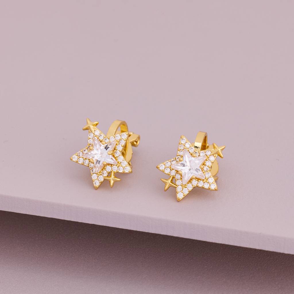 White Gold - Plated Casual Wear Trendy Zircon Earring - 460423 : 460423