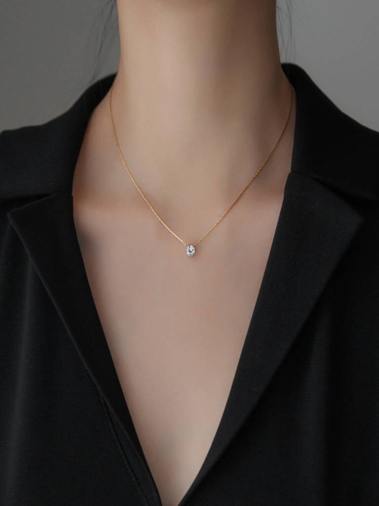 Zircon Thin Neck Chain Anti-Tarnish Necklace : ALH0626PN401G