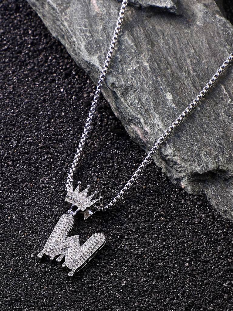 Men'S The Drip Alphabet Pendant Necklace - Metallic Silver : FANC1096-W