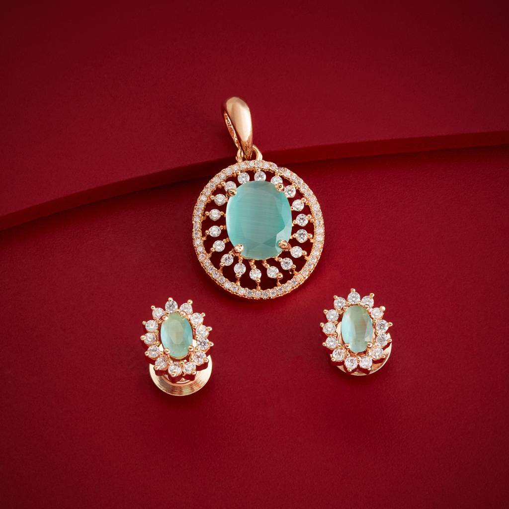 Gld Ros - Plated Party Wear Zircon Pendant Set - 470642 : 470644