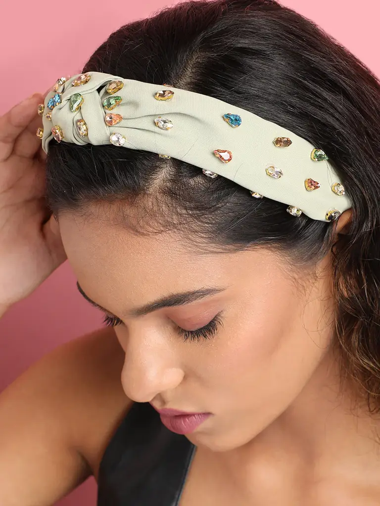 Nolana-Sohi Embellished Crystal Stone Studded Hairband : SOHIBD9576