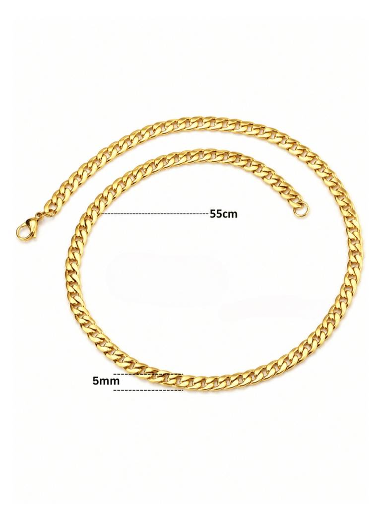 18K Gold Plated Stainless Steel Waterproof & Anti-Tarnish Golden Curb Necklace : N65ASSS0G