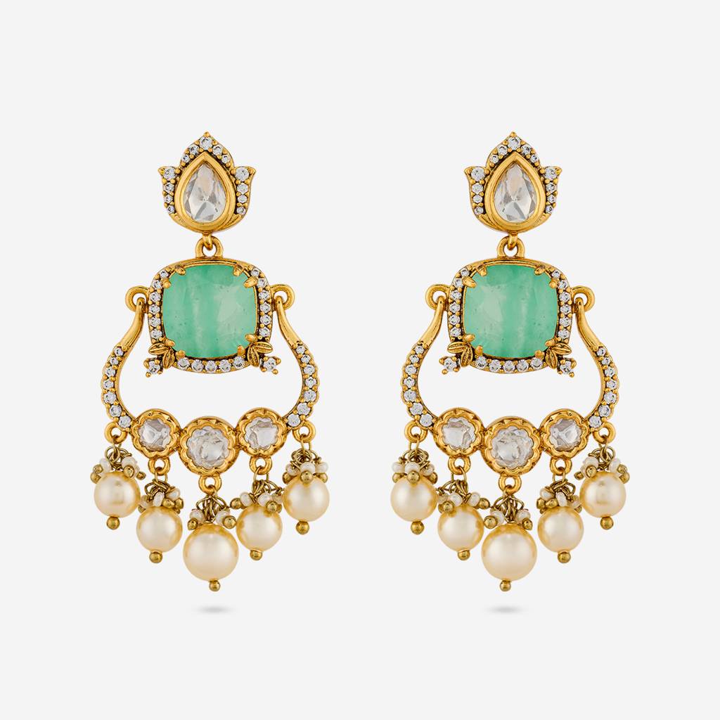 Victorian - Plated Bridesmaid Kundan Earring - 463833 : 463834