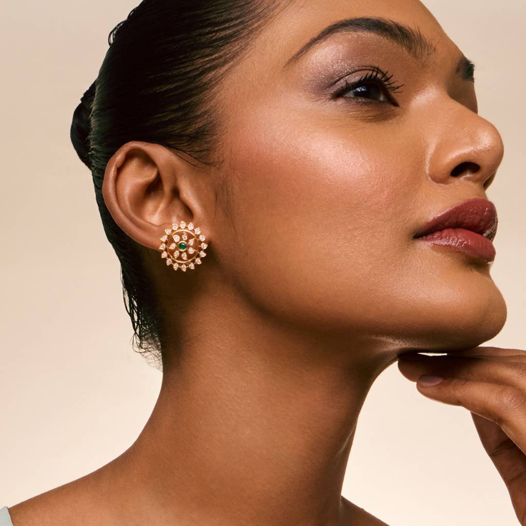 Gold - Plated Party Wear Zircon Earring - 463619 : 463619