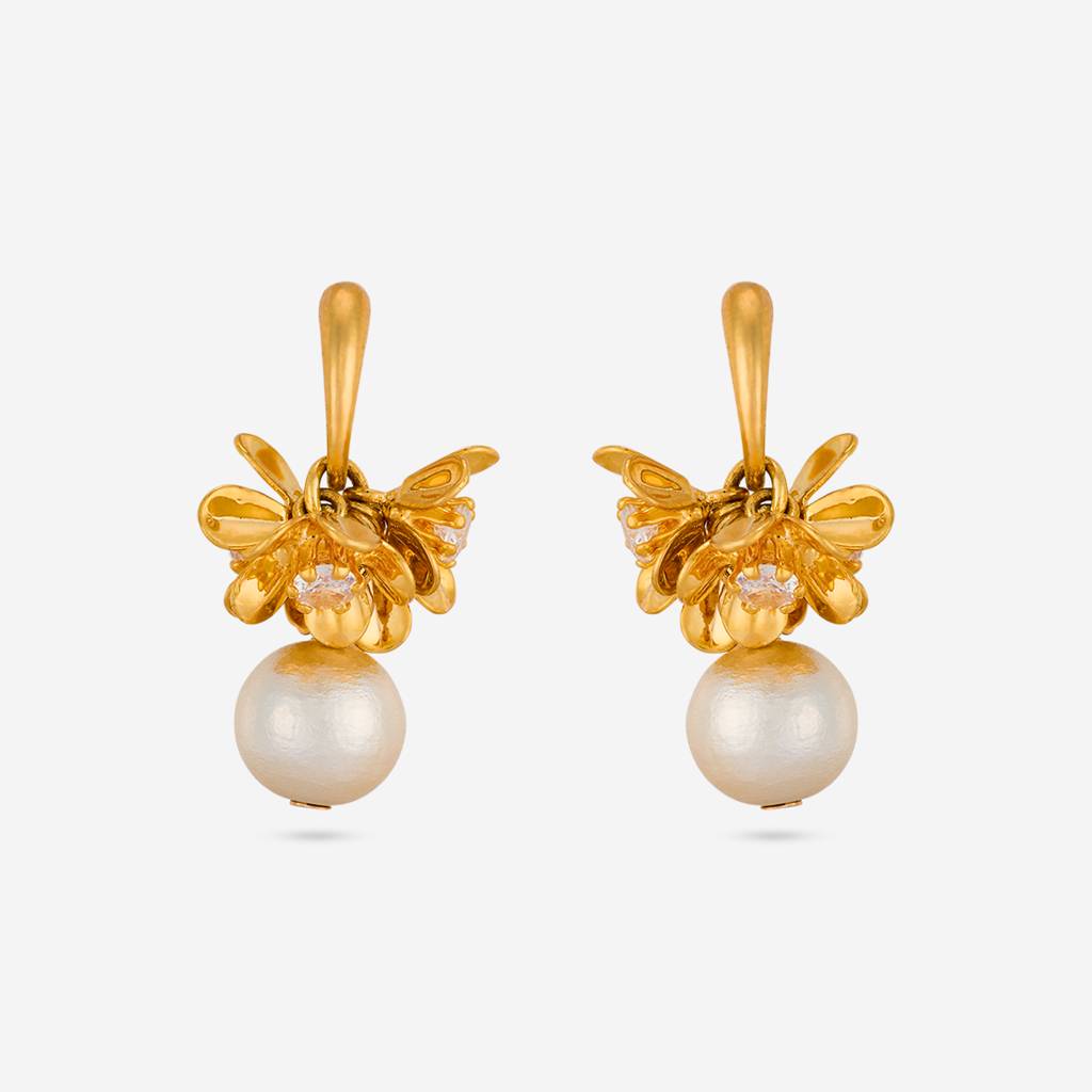 Pearl Gold - Plated Casual Wear Trendy Zircon Earring - 464544 : 464544