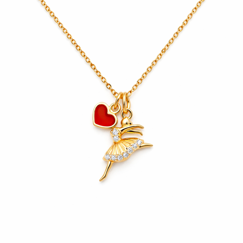 Golden Ballerina Heart Pendant – Dance Of Love : TRPRDJ0102