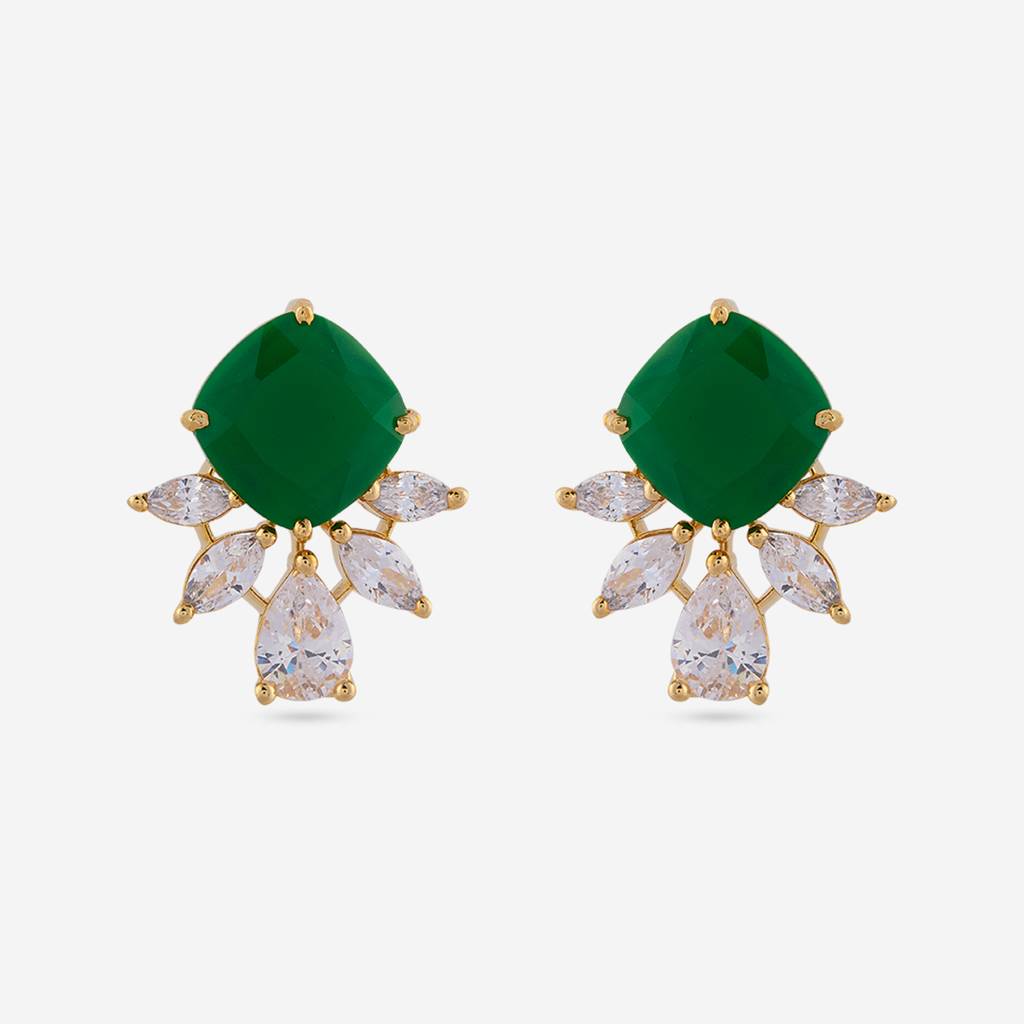 Gold - Plated Party Wear Zircon Earring - 469224 : 469225