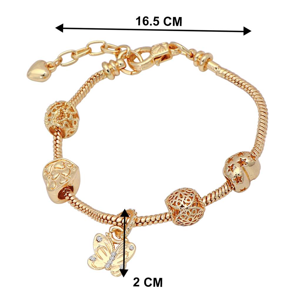 Gold Plated Cubic Zirconia Studded Openable Charm Bracelet Stylish Fashion Jewellery Gift For Girls & Women : PX3B70