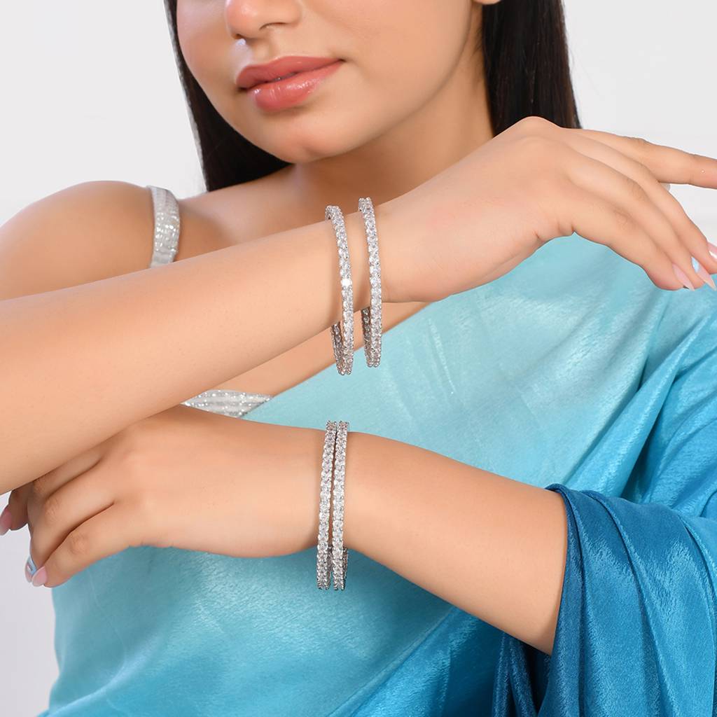 Sparkling Elegance White Round Cut Cz Bracelets : 8905124523126
