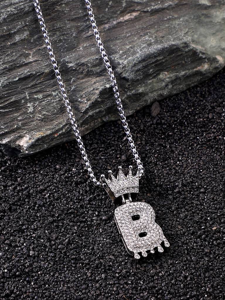 Men'S The Drip Alphabet Pendant Necklace - Metallic Silver : FANC1096-B