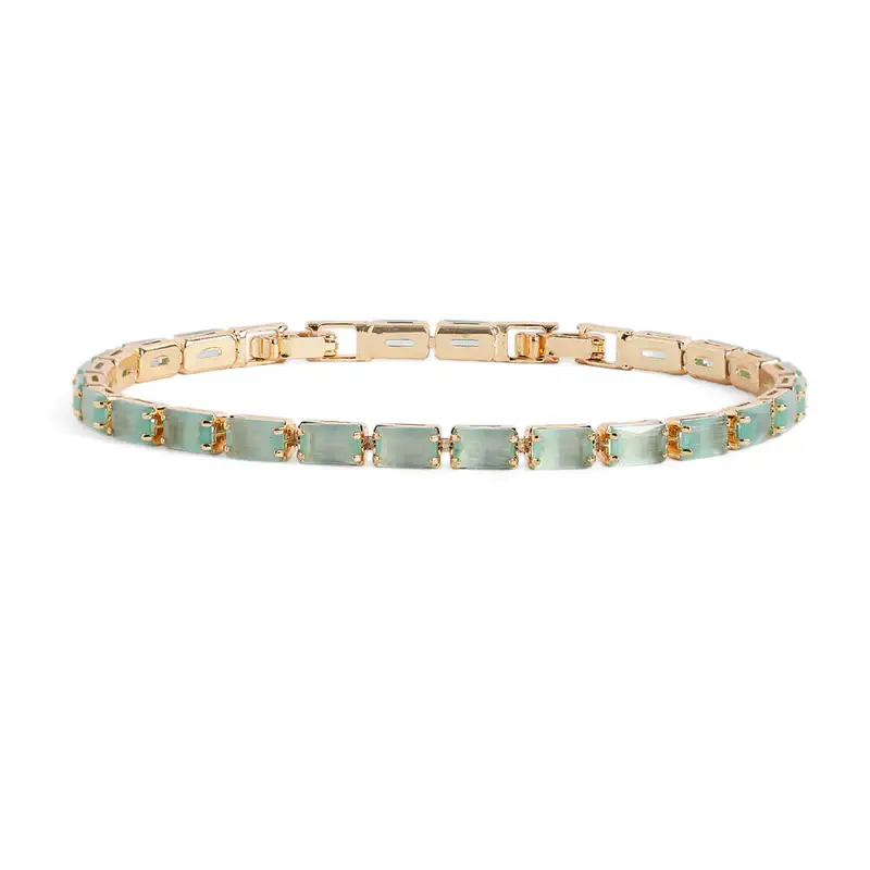 Royal Mint Green Tennis Bracelet | Gold Plated Linear Design | Stylish Party Wear : CAD-049-IGMG-BR