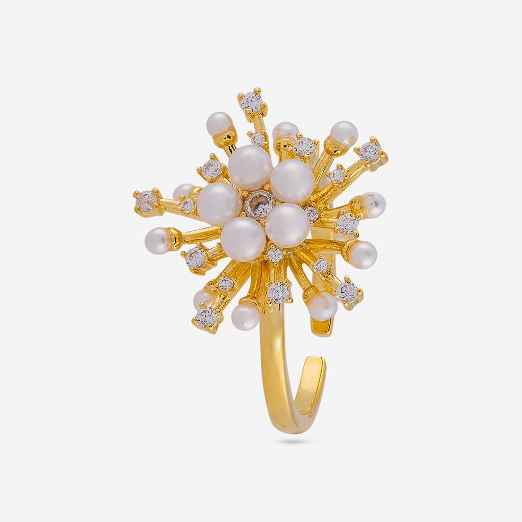 Pearl Gold - Plated Casual Wear Trendy Zircon Finger Ring - 476701 : 476701