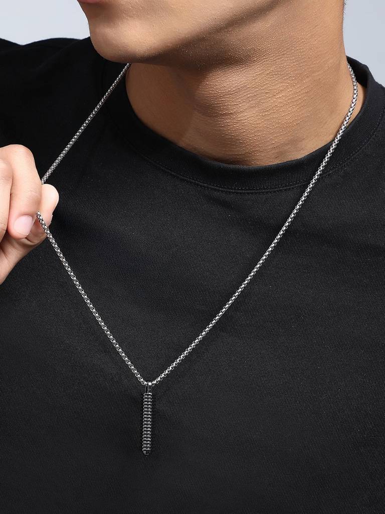 Men'S The Spiral Pendant Necklace - Metallic Silver : FAPD1144