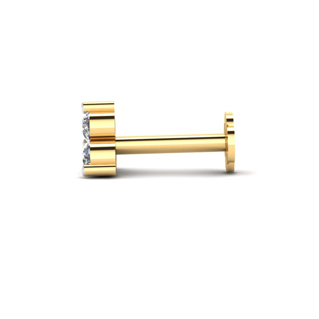 Certified Natural Diamond 18K Real Gold Jiya Nose Screw : NS-0725YG