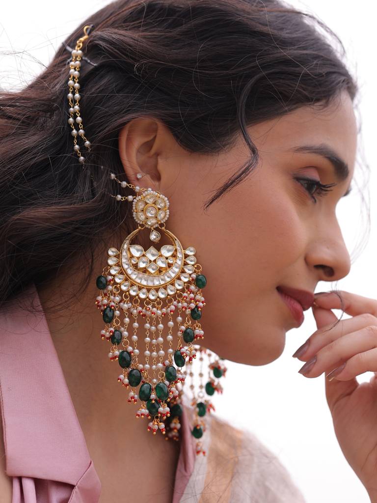 Noor Kundan Chand-Bali Earrings : 708EAR25RA