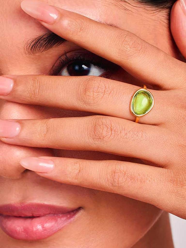18K Gold Plated Verdant Ring Stainless Steel Waterproof & Anti-Tarnish(Free Size) : R60DGSS0G