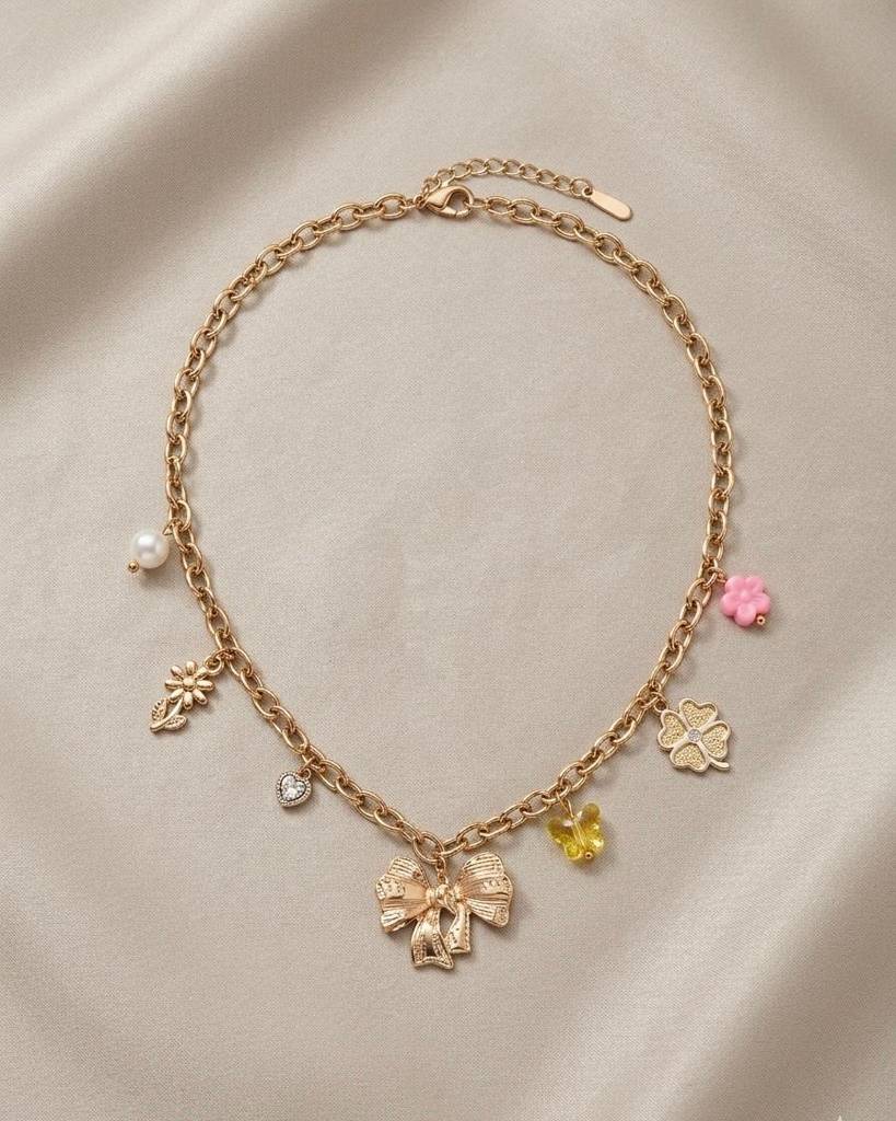 18K Gold Plated Mira Charm Neck Chain : BNG032