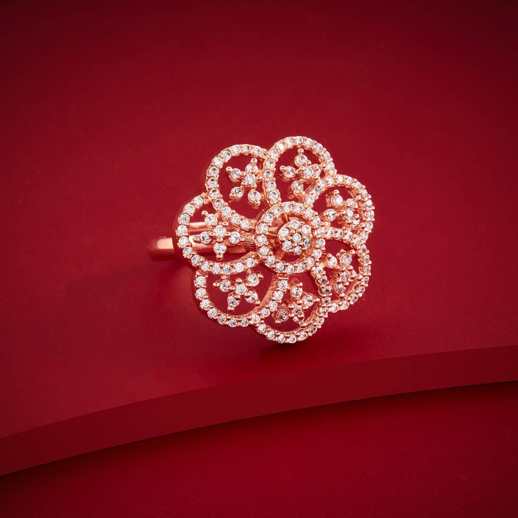 White Gold - Plated Party Wear Zircon Finger Ring - 462366 : 461953