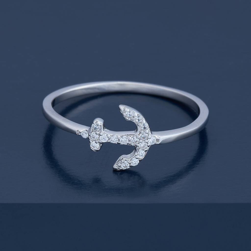 White - Plated Office Wear Silver Finger Ring - 432819 : 432819
