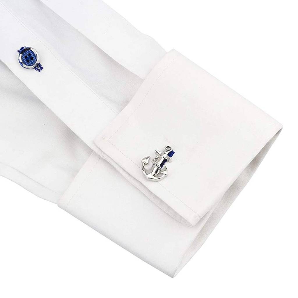 Silver Plated Nautical Anchor Cufflinks For Men Boys Business Corporate Wedding Gift : PX9CL78