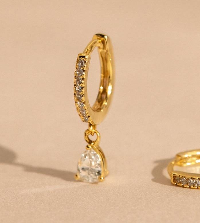 Diamond Pear Drop Huggie : Diamond-Pear-Drop-Huggie-GV