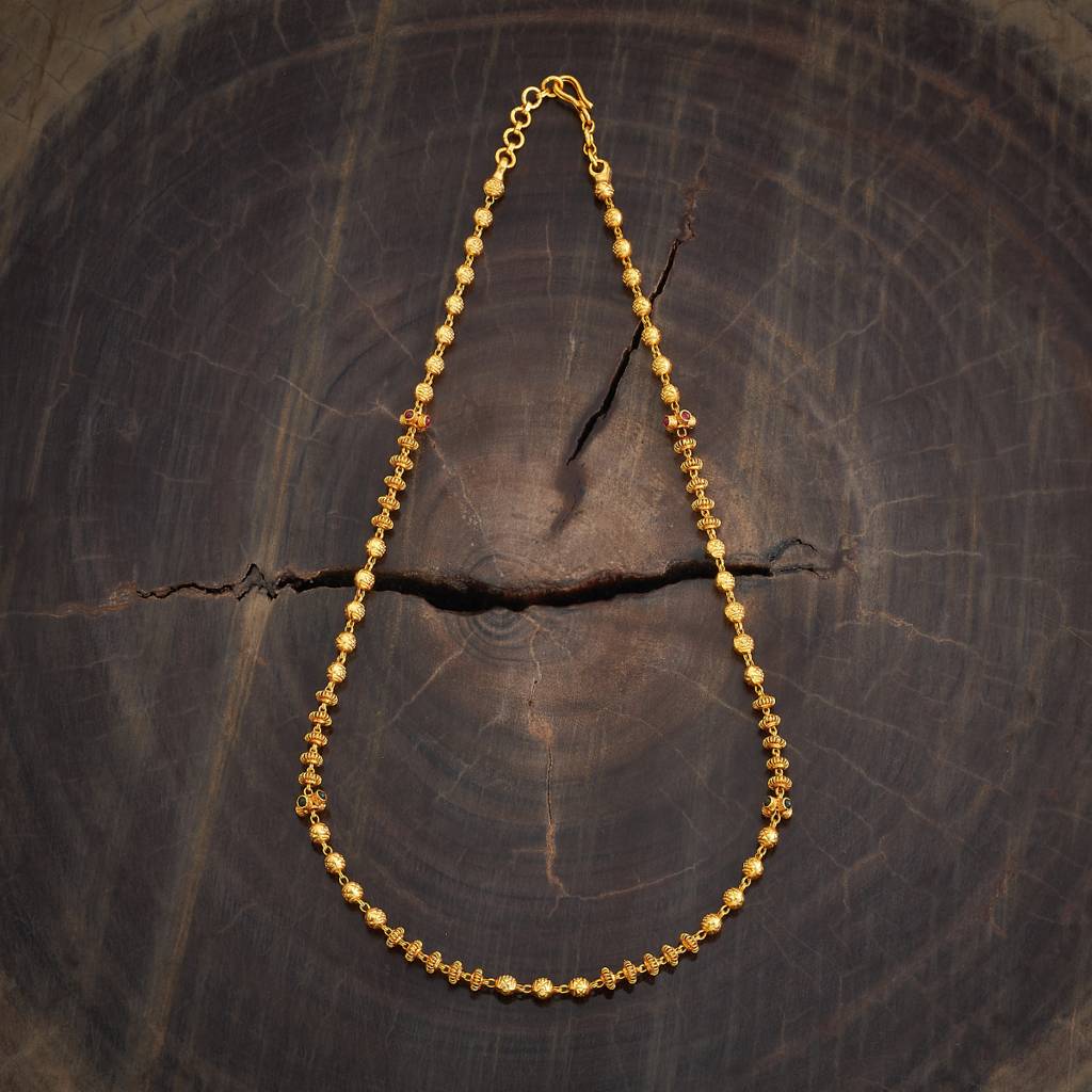 Ruby-Green Gold - Plated Festive Temple Chain - 427028 : 427028