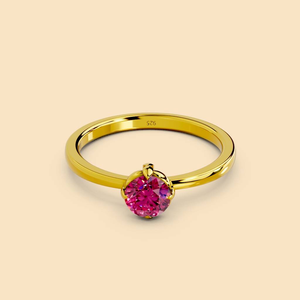 22K Gold Vermeil |Blush Ring| Pure 925 Sterling Silver With The Thickest Gold Layer : TSRI-BLU-13-22K-70168