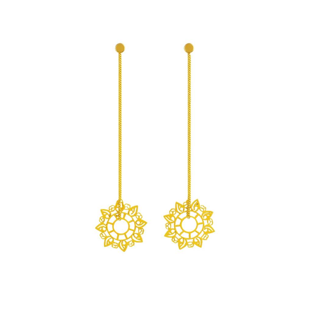 Silver Abstract Filigree Dangler Earring |  92.5 Silver | 22K Gold Plated : 02566551
